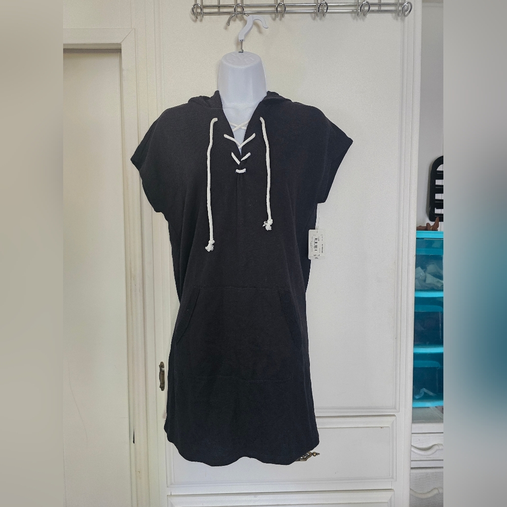 Black Lace-Up Hooded Dress [MEDIUM]